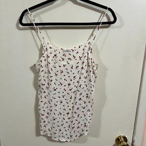 Reformation Tank Top Size XS White Burgundy Floral Thin Strap Casual Lightweight